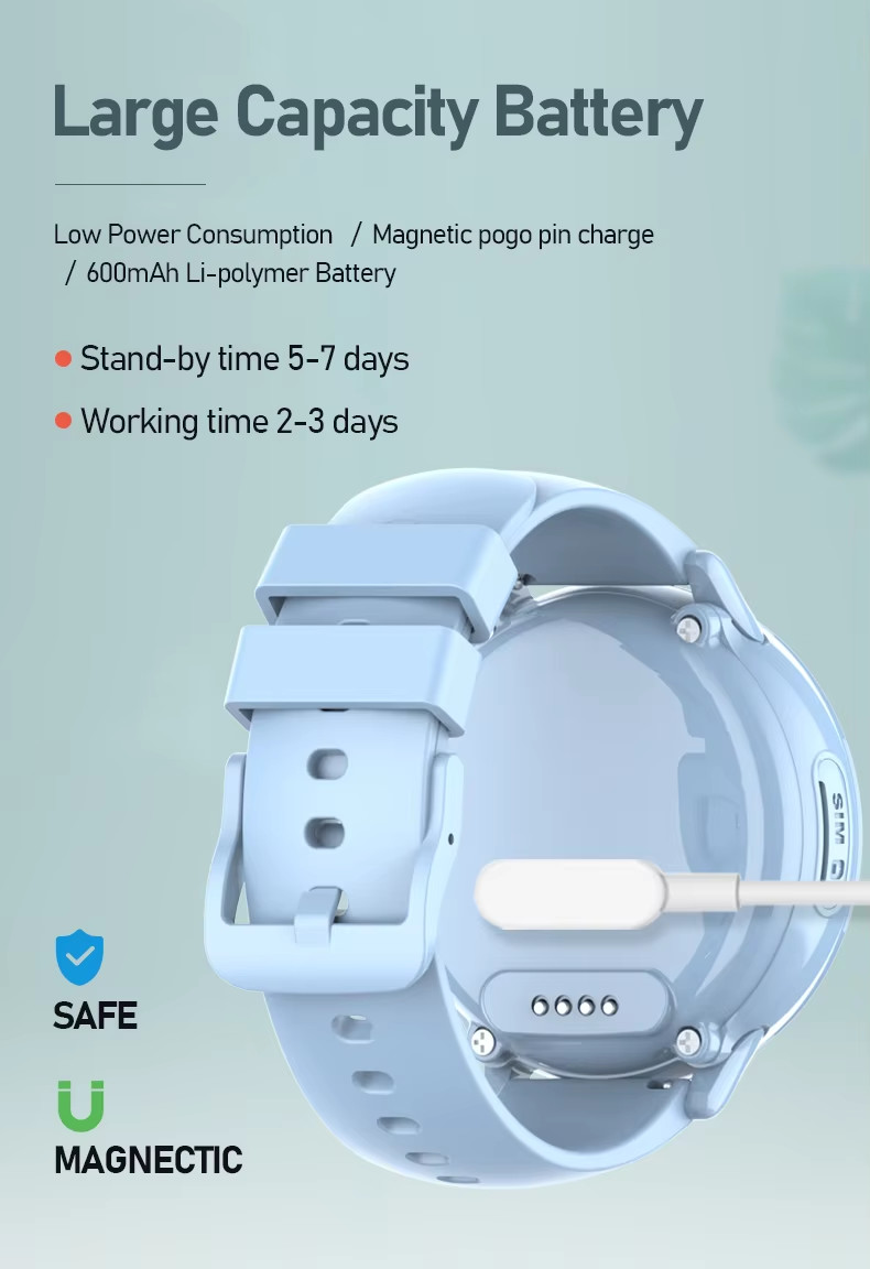 Waterproof APP Control Childrens Tracker Watch GPS WIFI LBS 600mAh