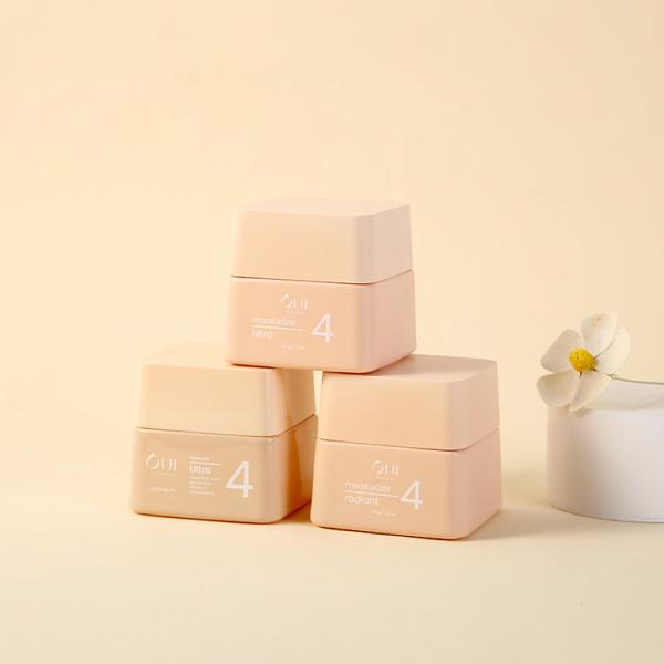 Glass Base Luxury Skincare Packaging Empty Trapezium Container 30g50g Pink Matt
