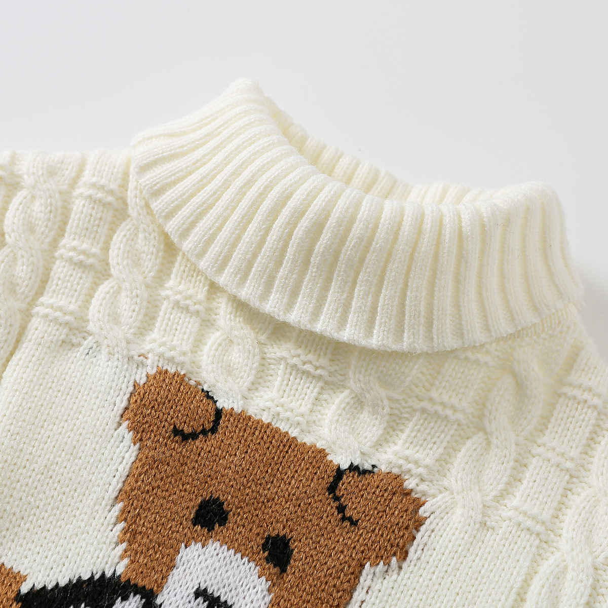 Customized Knitted Jacquard Cable Pattern Children Little Kids Winter Clothing Girls Sweaters