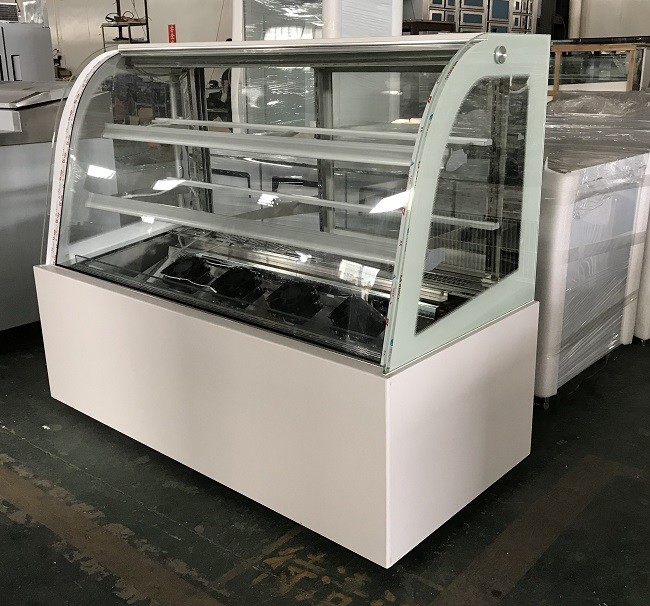 1.8m Black Color Cake Showcase Stainless Steel Bakery Display Refrigerator