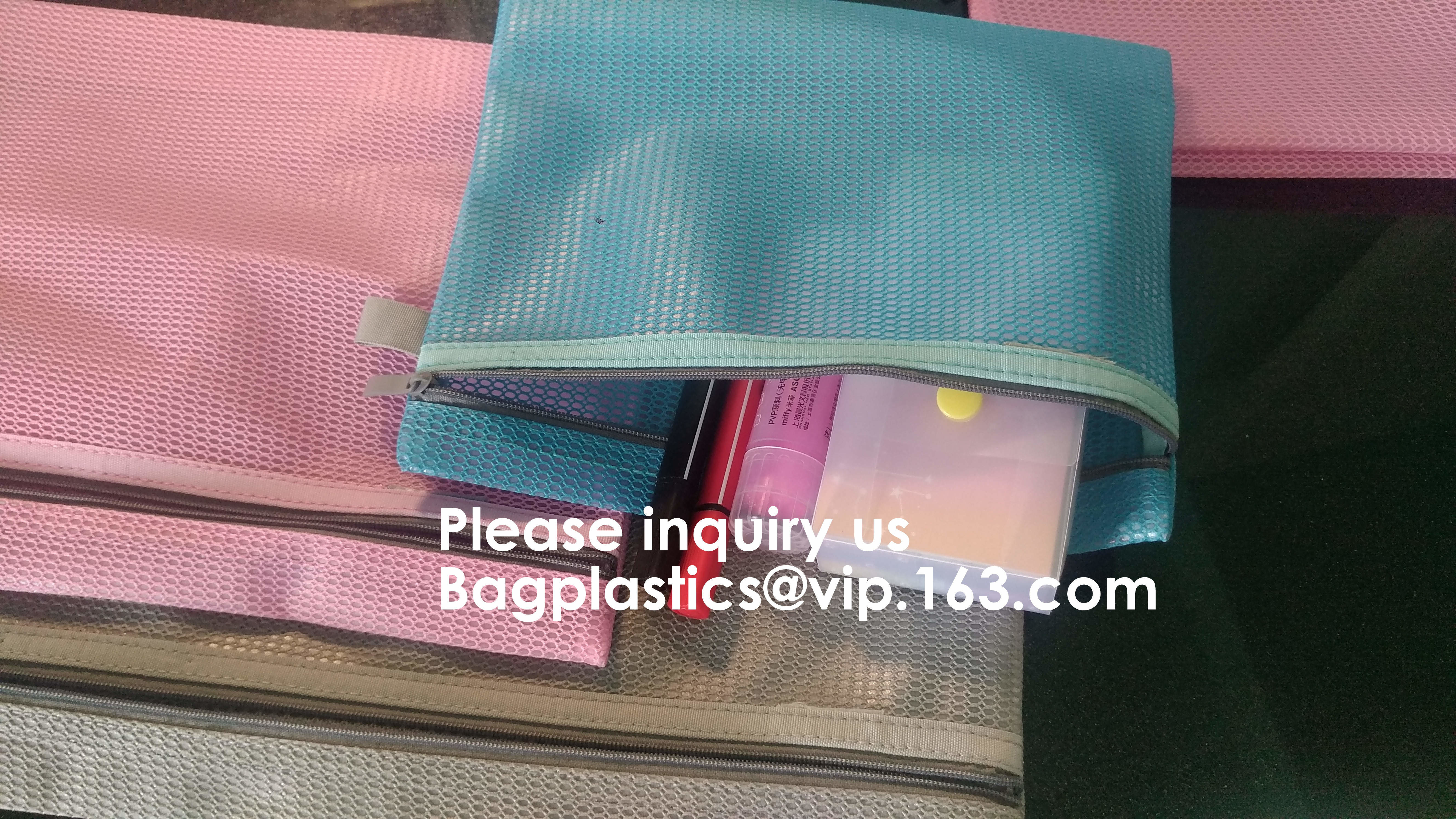 PVC A4/A5/A3 Waterproof Mesh Transparent Zipper File Folder Bag,A4 Double Zipper Mesh File Storage Bag With Color