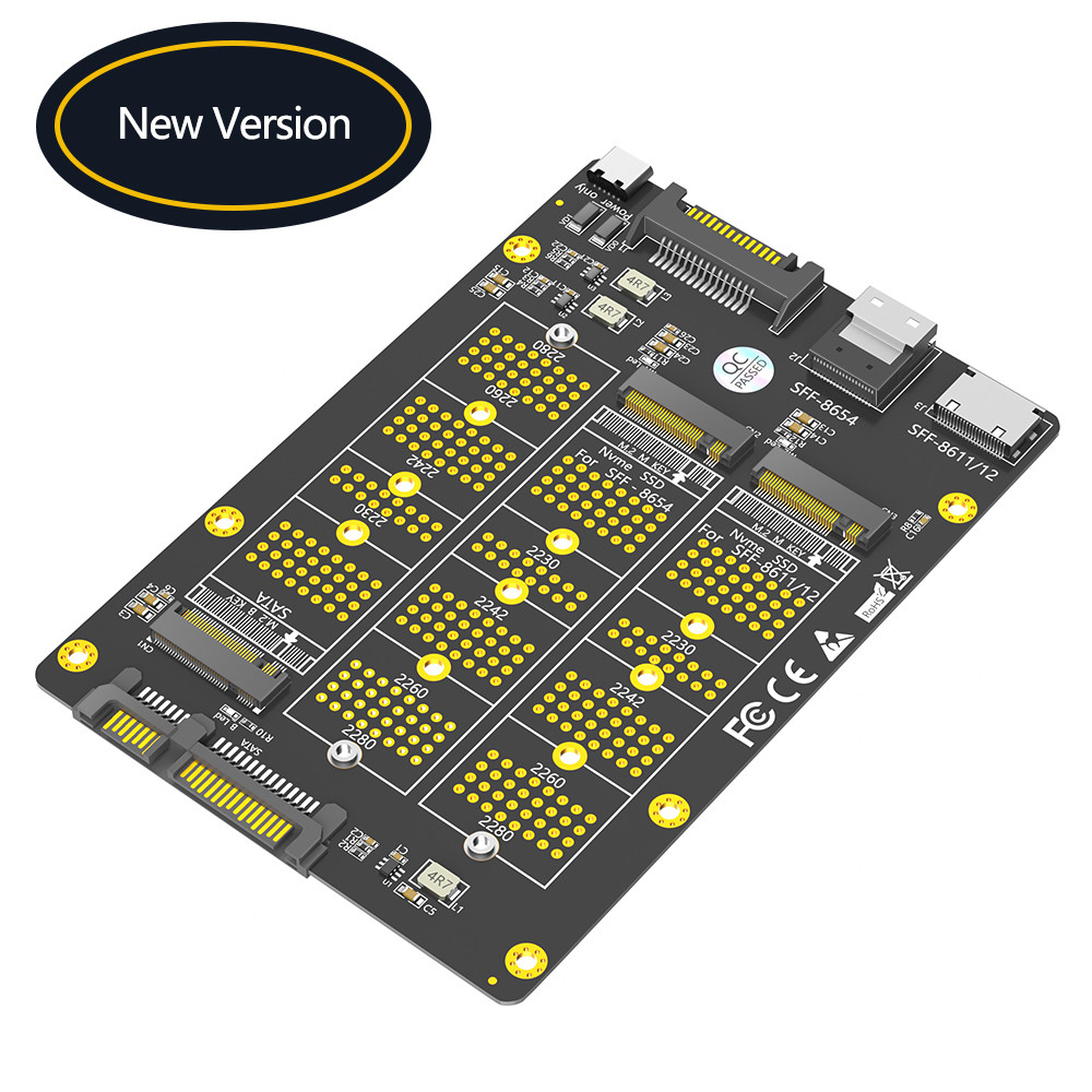 3 in 1 Combo M.2(NGFF) NVMe SSD/SATA-Bus SSD to SFF-8611/8612 8654/and SATA Adapter