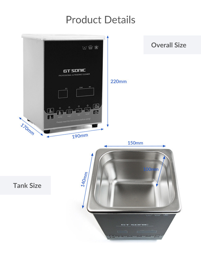 40kHz 50W 2L Ultrasonic Dental Cleaner Digital Ultrasonic Cleaner