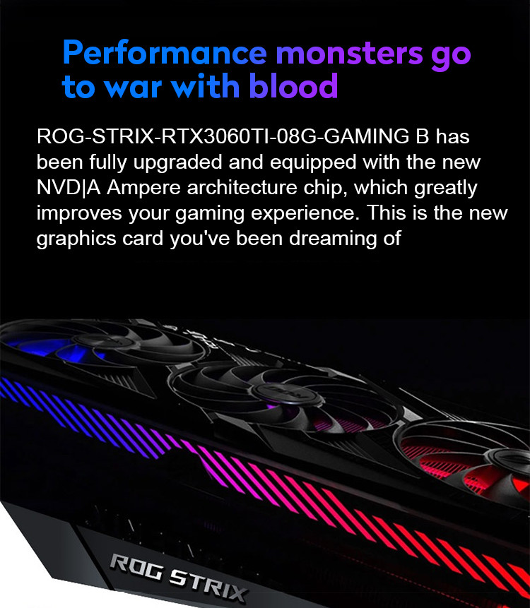 PCI Express 4.0 Interface Gaming PC Graphics Card ROG-STRIX-RTX3060Ti-O8G-V2-GAMING