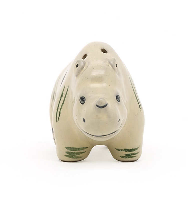 Blue 3d Animal Shaped Pottery Stoneware Salt And Pepper Shaker With Decal On Glaze