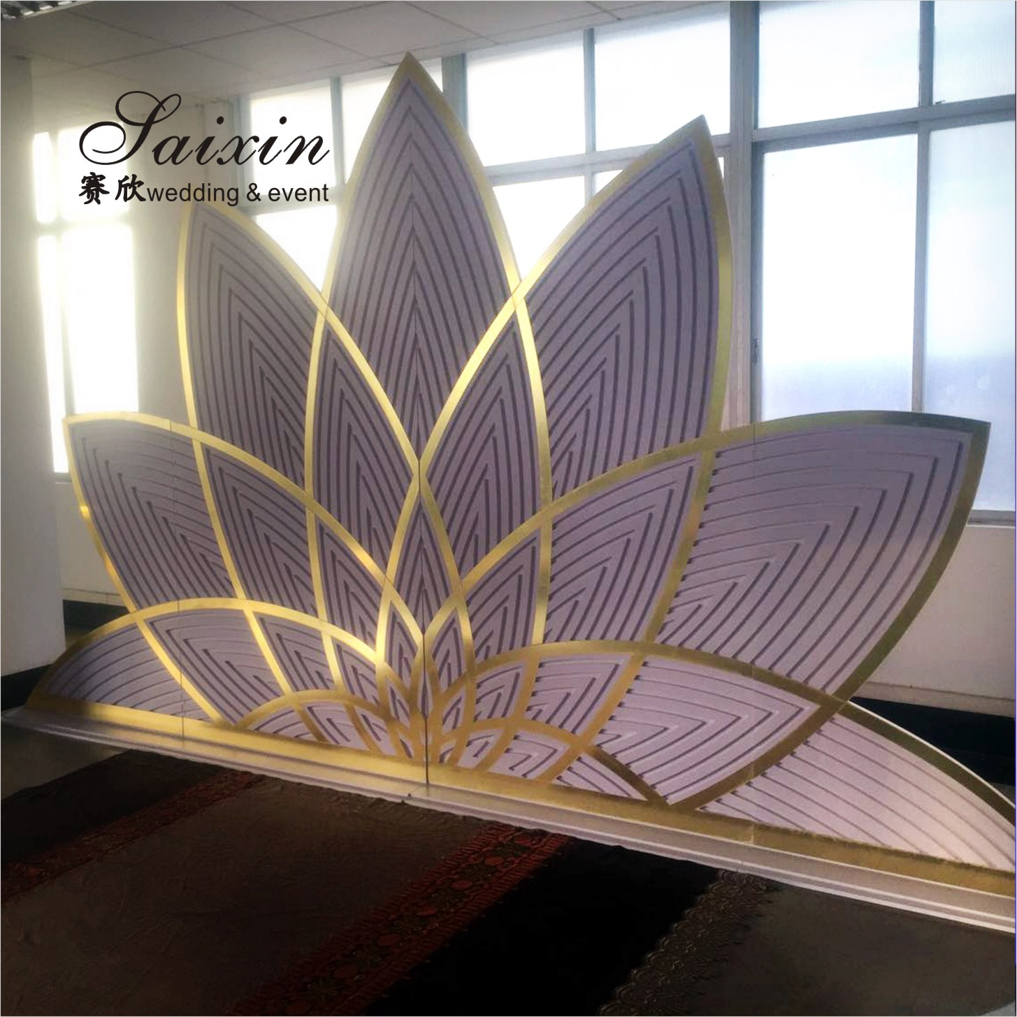 Factory luxury gold frame with white membrane arch for wedding furniture backdrop decoration