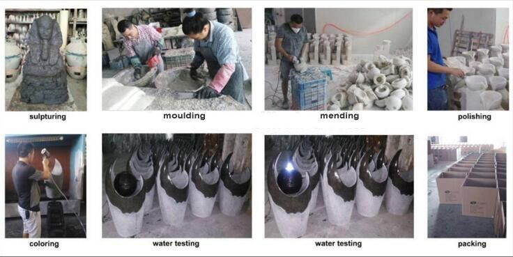 Fiberglass / Resin Material Modern Garden Fountains With Lights