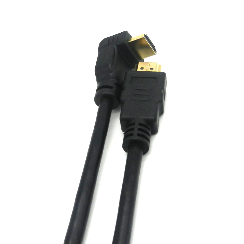 90 Degree Angled Gold Connector 2.0V 4K 60Hz HDMI Cable 1.5m For Multimedia