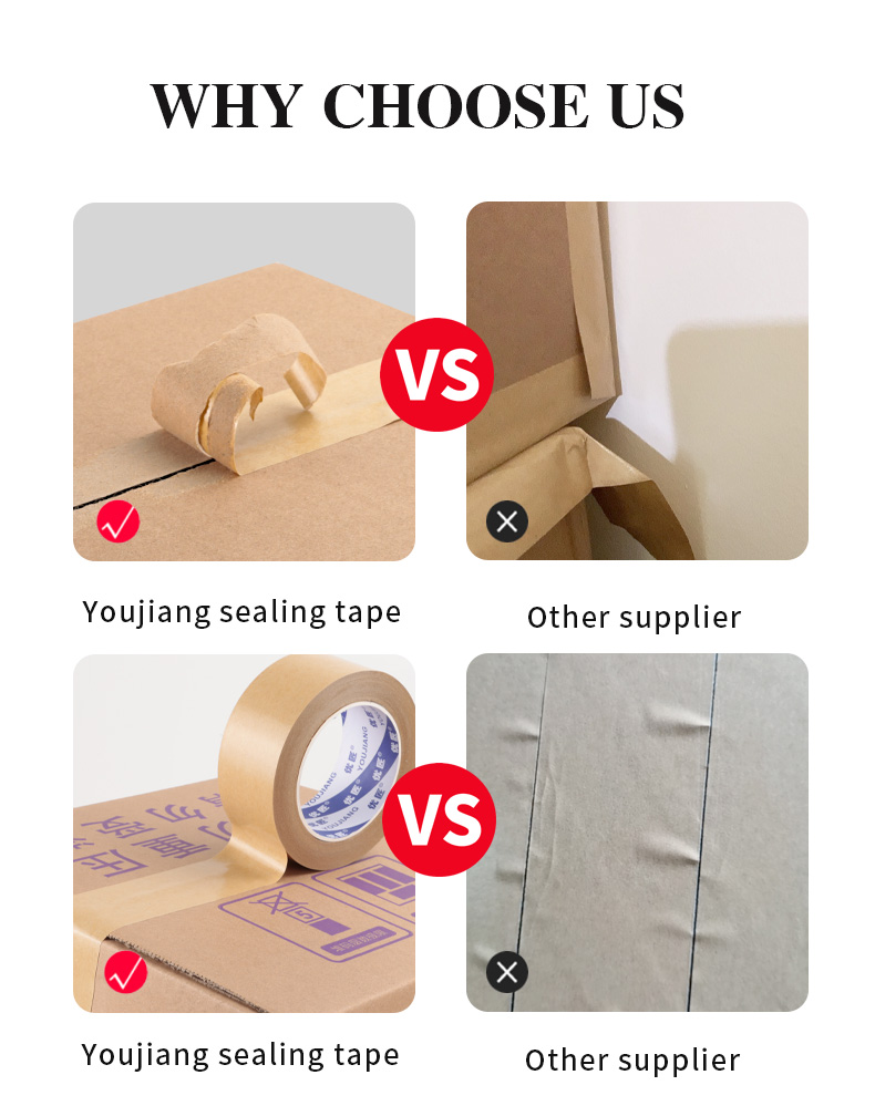 Pressure Sensitive Self Adhesive Carton Packing Brown Paper Tape Single Sided