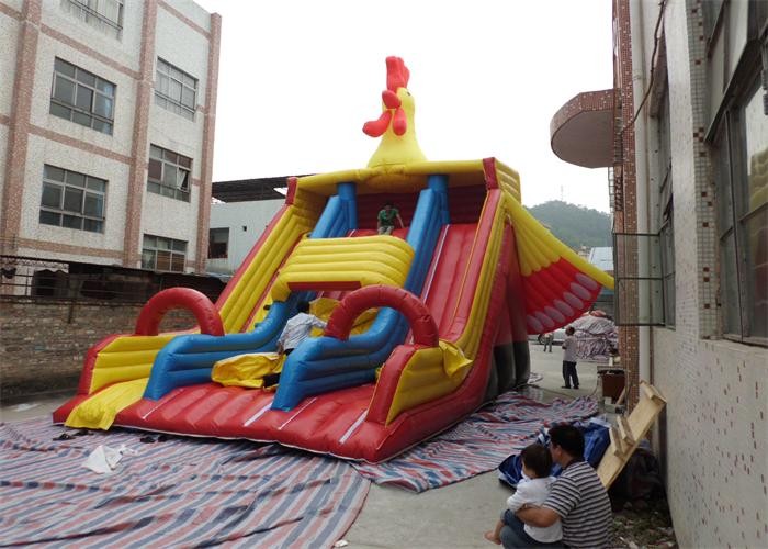 Big Commercial Inflatable Slide , Cock Inflatable Double Slip And Slide