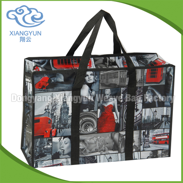 Bopp Reusable Non Woven Polypropylene Tote Bags Zip Shopping Bag Gravure Printing