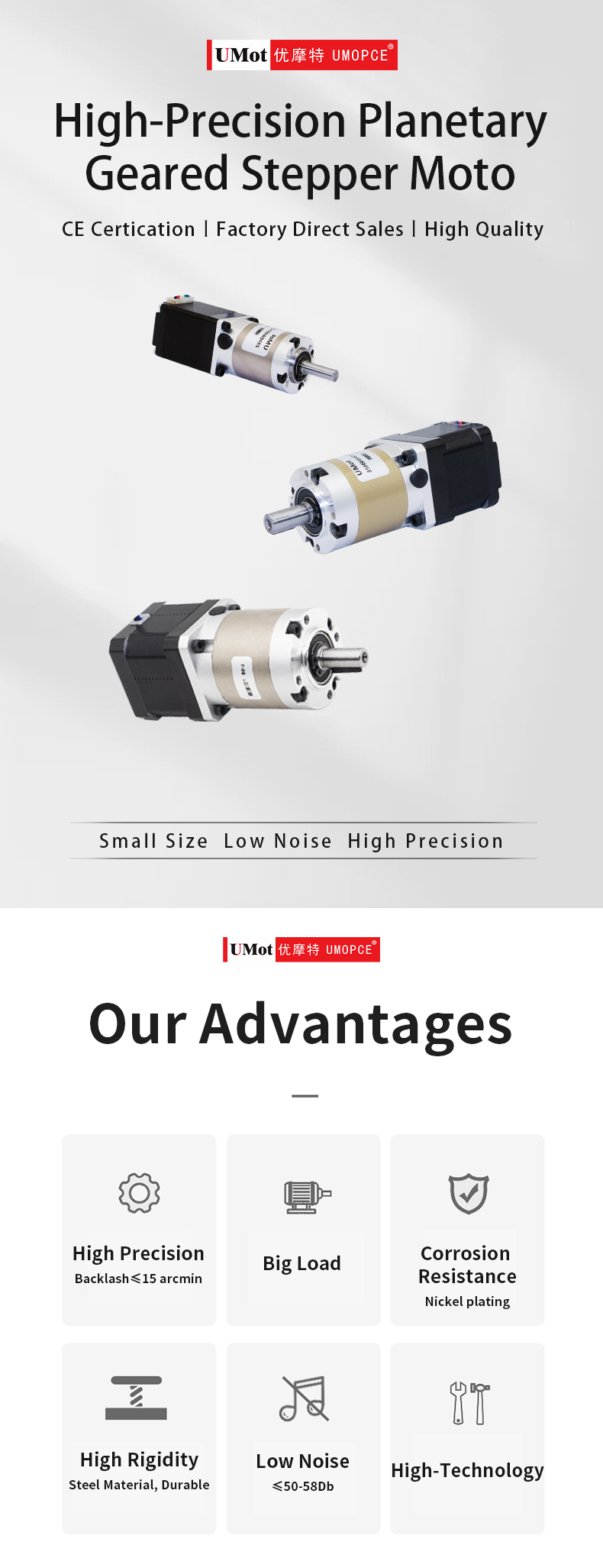High Precision Nema 14 Planetary Stepper Motor with Gearbox and Planetary Gear Reducer