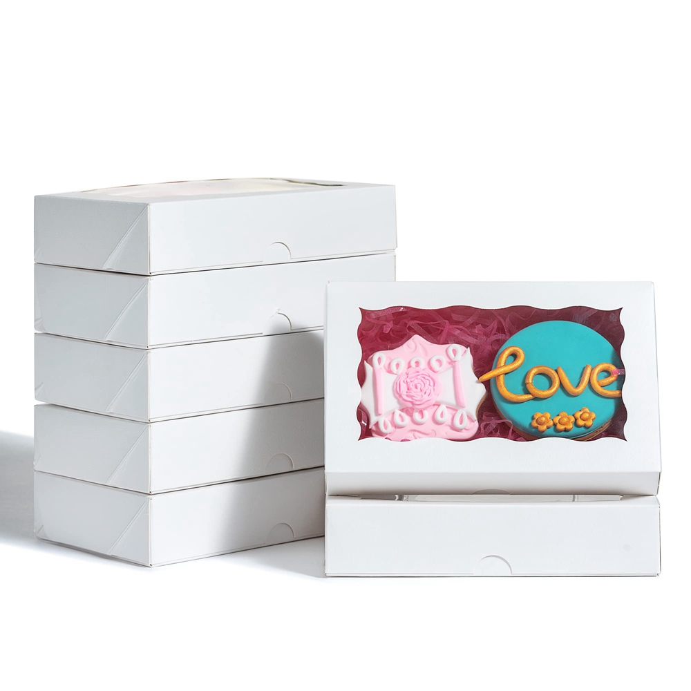 Foldable Kraft Paper Packaging Box With Window For Cake Dessert and Glossy Lamination