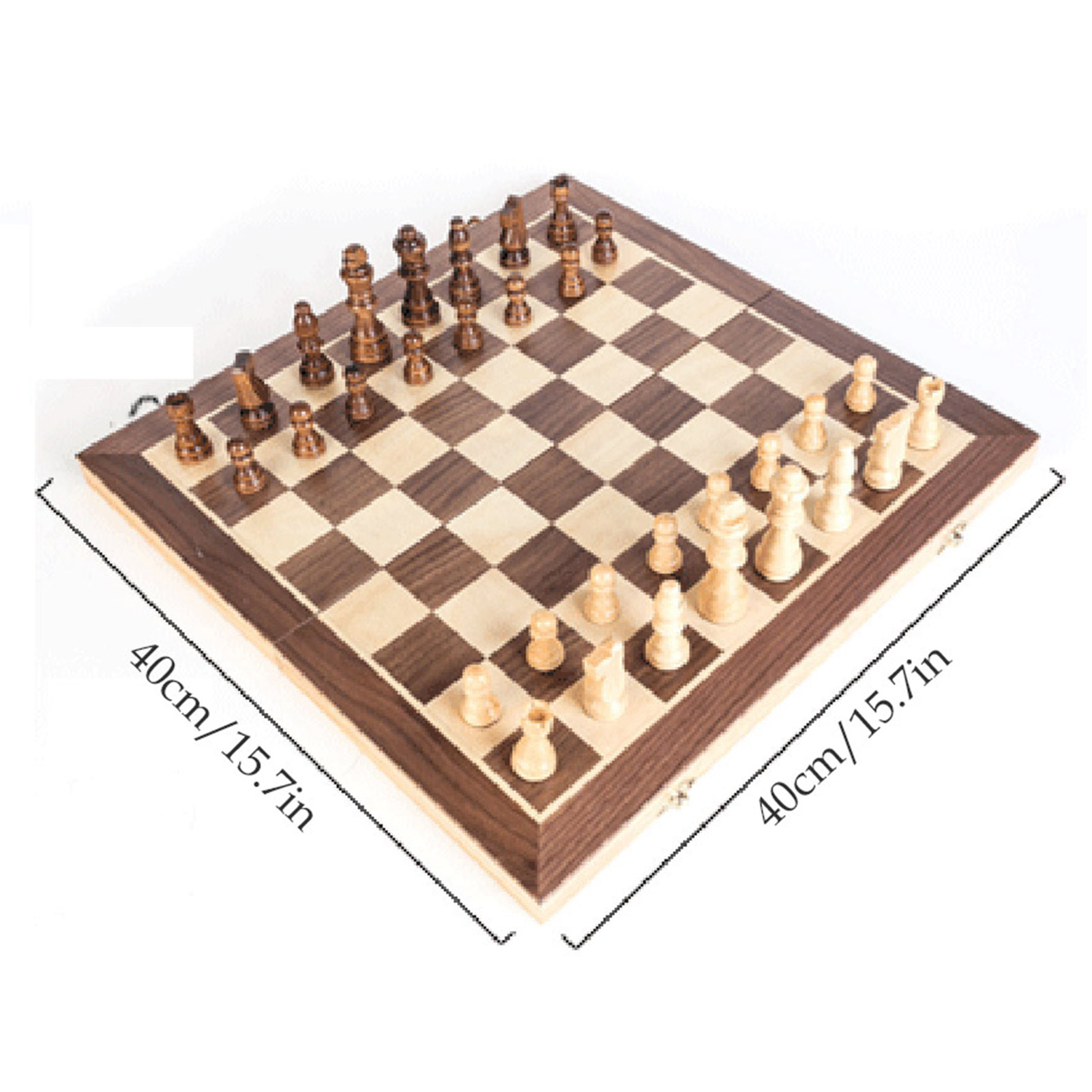 Checkers 1.97in Large Folding Chess Board Wooden Magnetic Chess Set