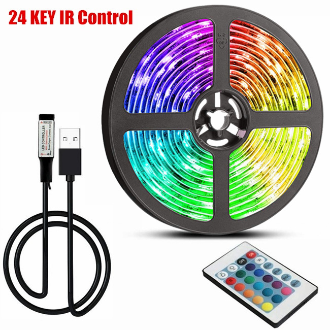 High CRI Ra 80 5m RGB Smart Strip Light Set With 24Keys Bluetooth 5V RGB SMD 5050 LED