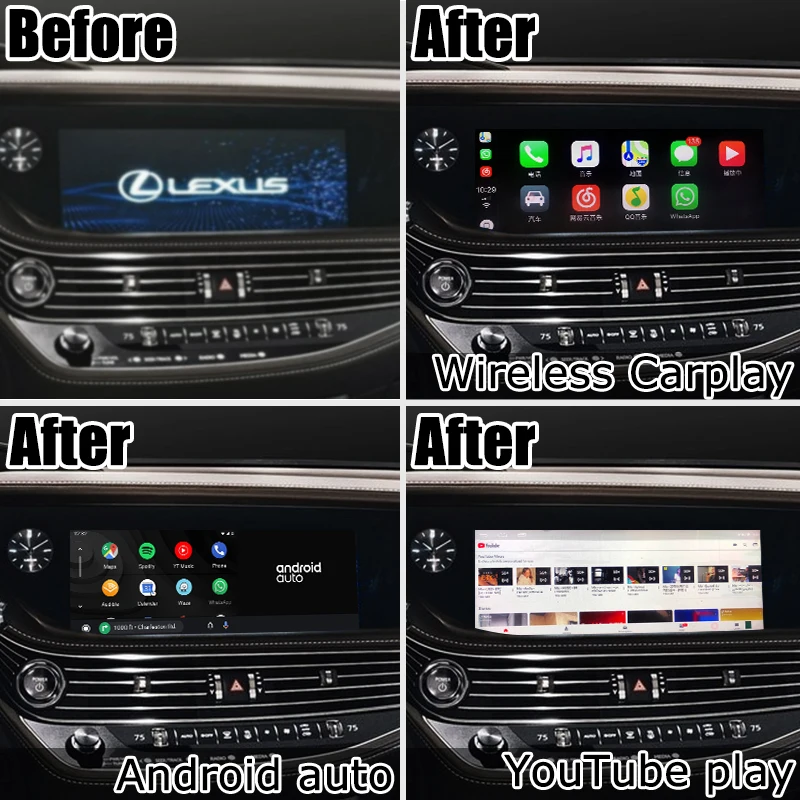 Lexus LS500 LS500h upgrade Android 11 carplay video interface 8+128GB keep all factory features