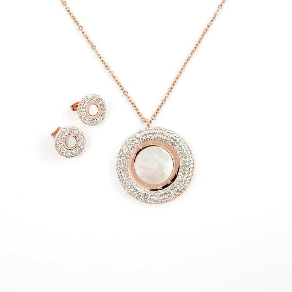 South American Fashion Stainless Steel Earrings With Matched Pendant Necklace
