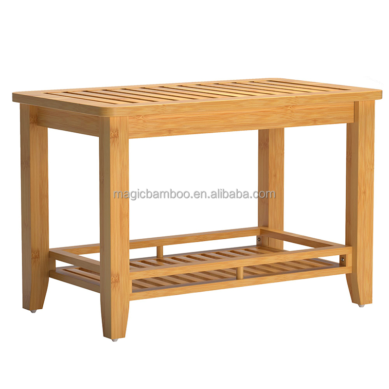 Transform Your Shower Experience with this Bamboo Shower Bench Stool and Storage Shelf