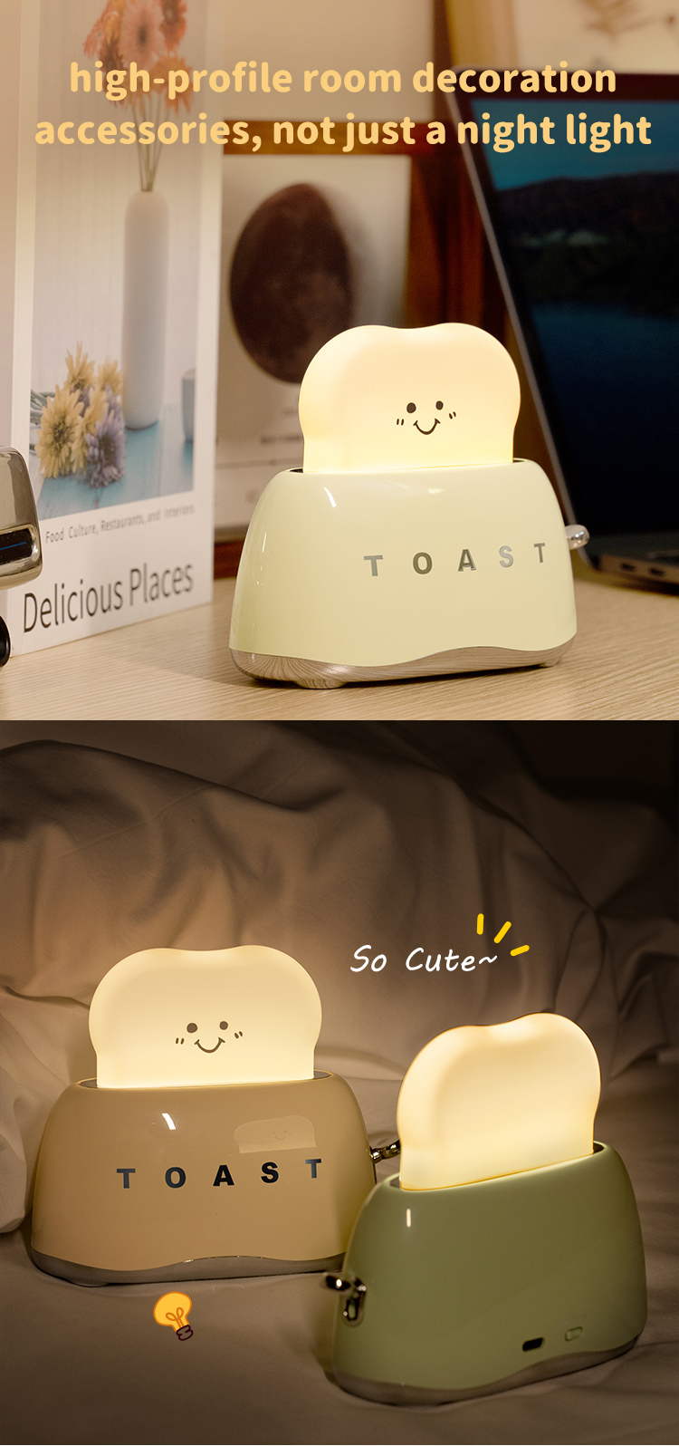 LED Energy Saving Table Desk Decorative Light-up Toaster Lamps for Decorative Lighting