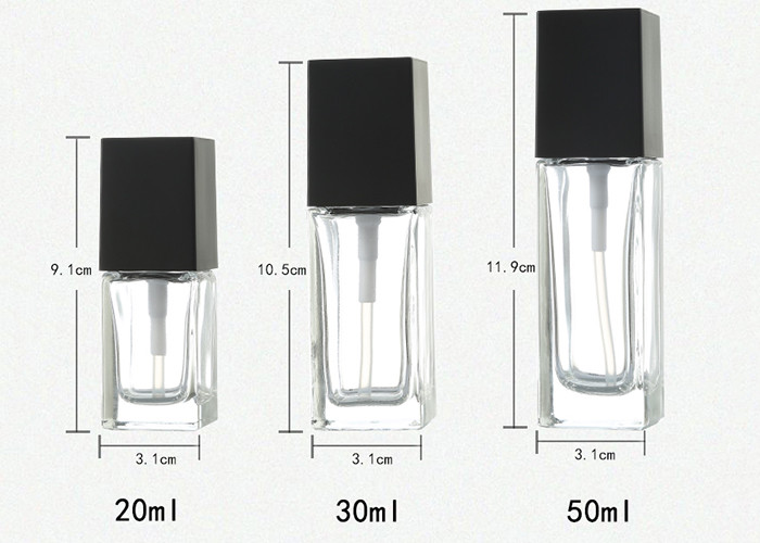 Clear 30ml Square Cosmetic Glass Bottles For Frost Liquid Foundation