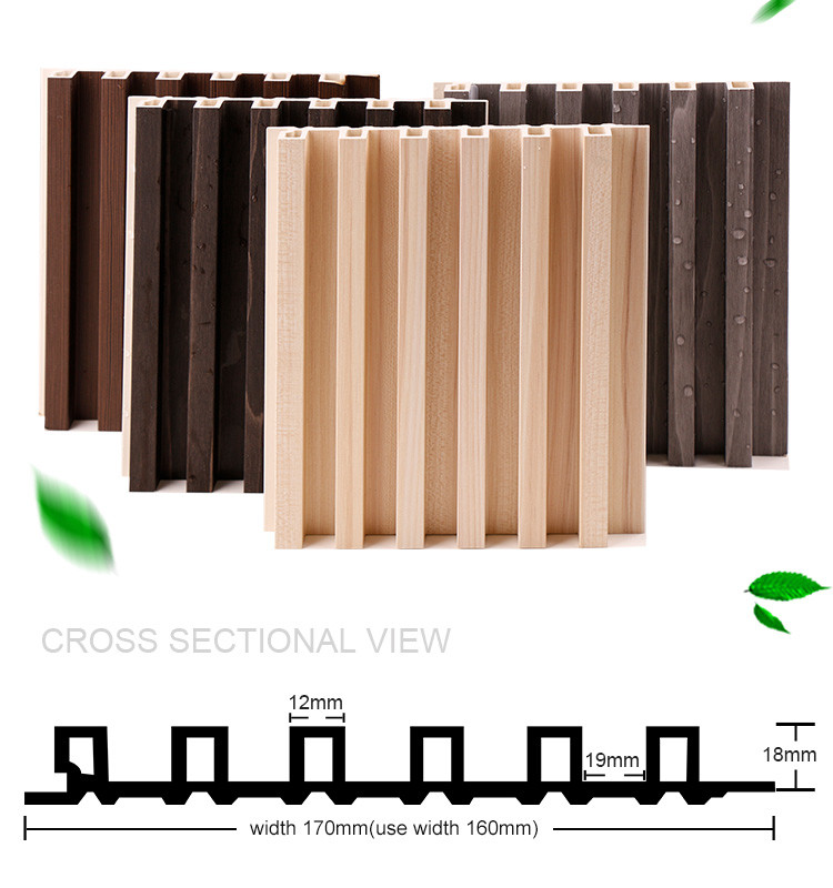 Anti Corrosion 3D Wood Plastic Fluted Wall Panel Grille