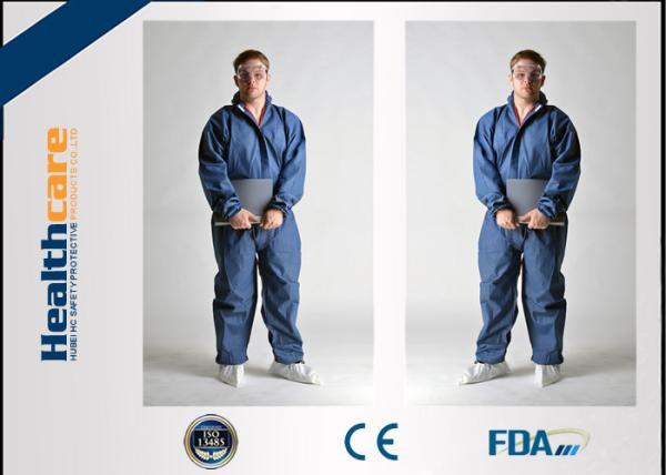 Type 5 / 6 Disposable Protective Coveralls , Chemical Resistant Coveralls