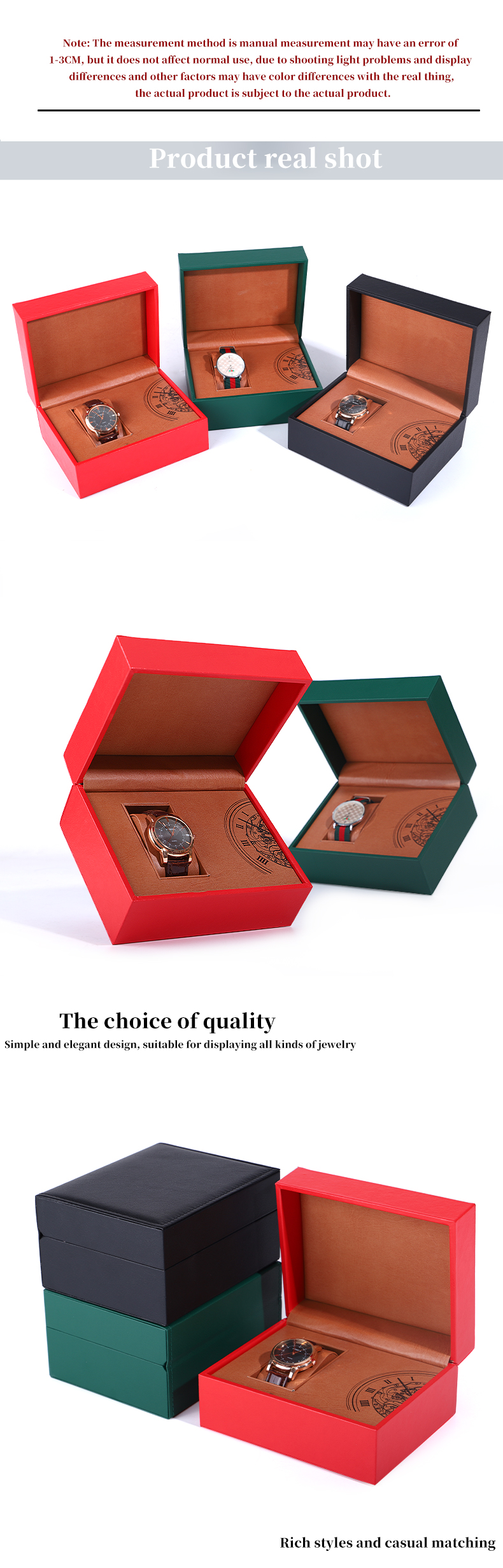 Eye-Catching Internal Printing Faux Leather Luxury Watch Packaging Box for Gift