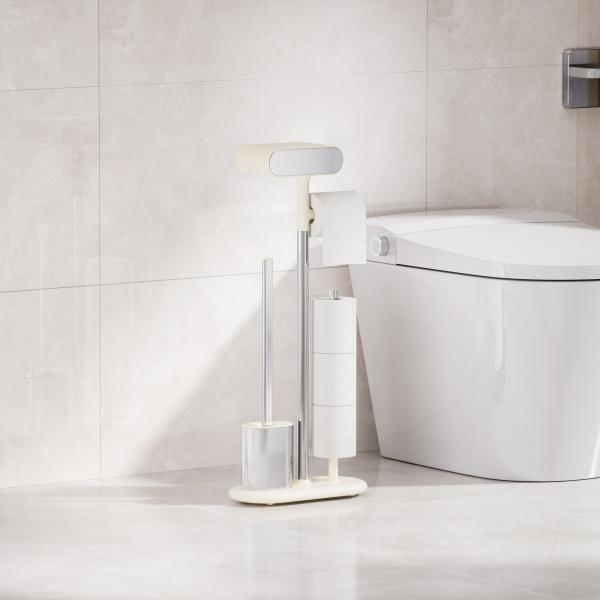 Stylish Disassembled Stainless Steel Toilet Brush And Toilet Paper Holder Set