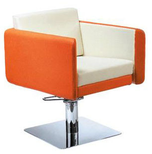 Orange Hydraulic Styling Chair / Adjustable Beauty Shop Furniture Durable With Footrest