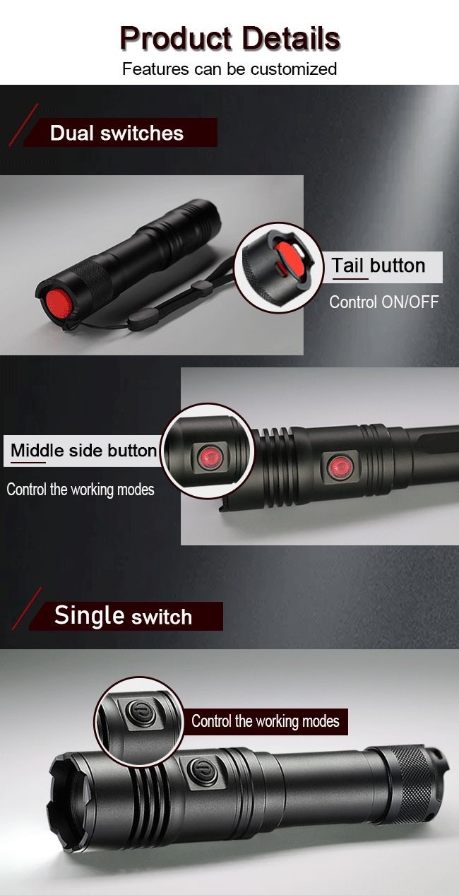 Rechargeable White Laser Flashlight With 21700 Li Ion Battery 400 Lumens