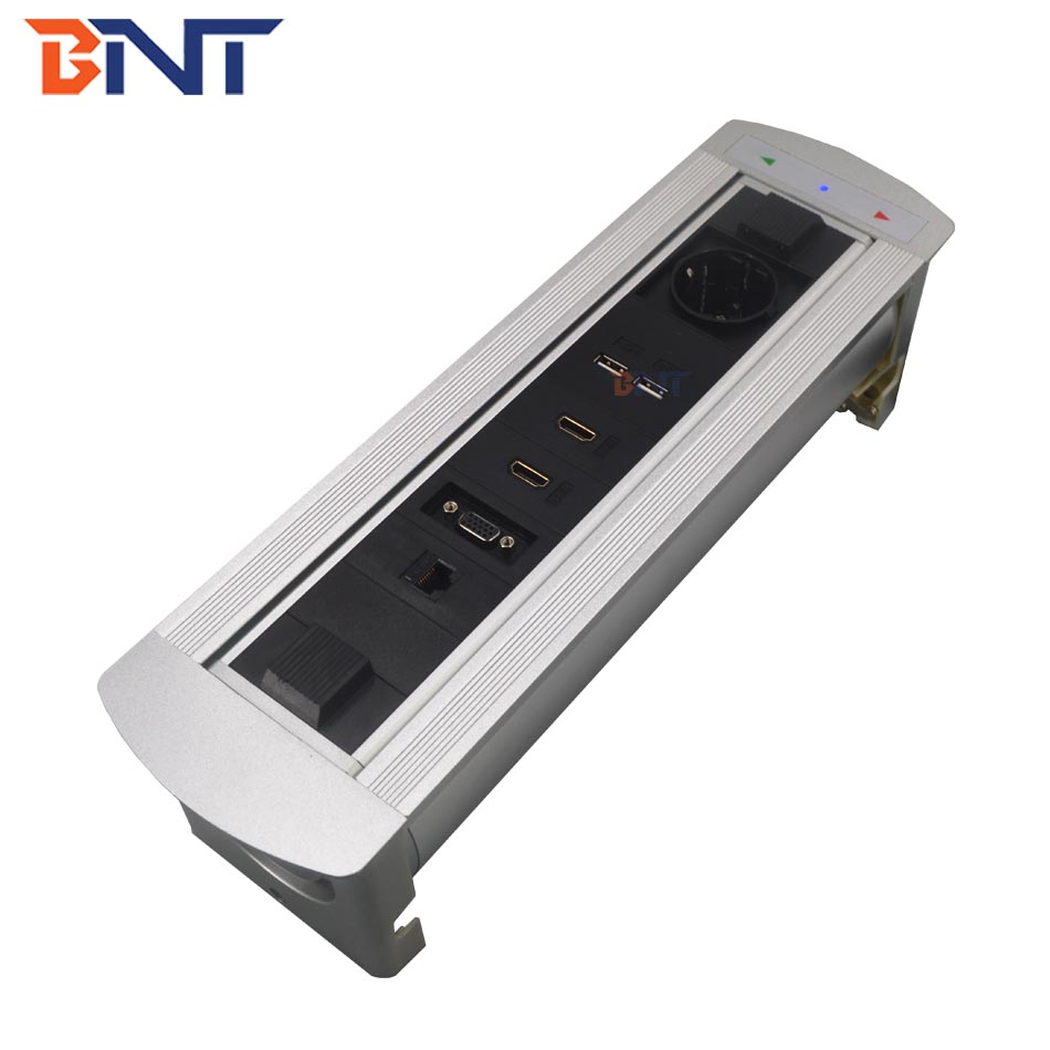 Office furniture motorized flip up desk power socket outlet with usb