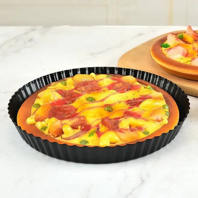 Black Non Stick Pizza Baking Pan With Removable Loose Bottom