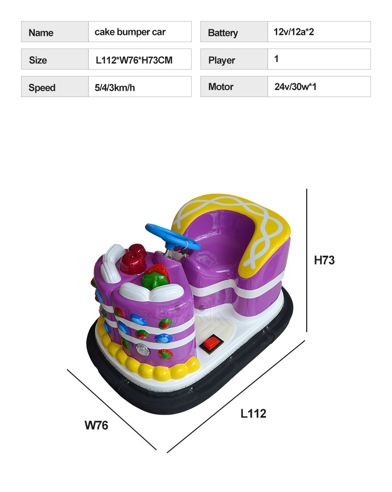 3km/h Kids Bumper Car Cake Electric Coin Operated 1 Player