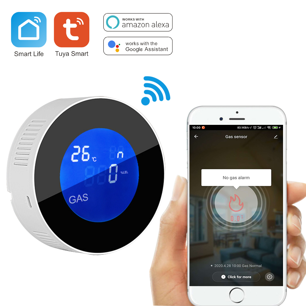 Glomarket Tuya Wifi Alarm System Lcd Digital Alarm Remote Control Leak Detector Gas Sensor Gas Leak Detector