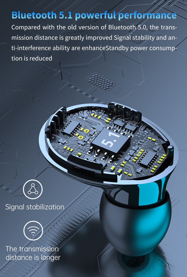 14mm Speaker Android Wireless Earphones HSP HFP With 2000MAh Charging Case