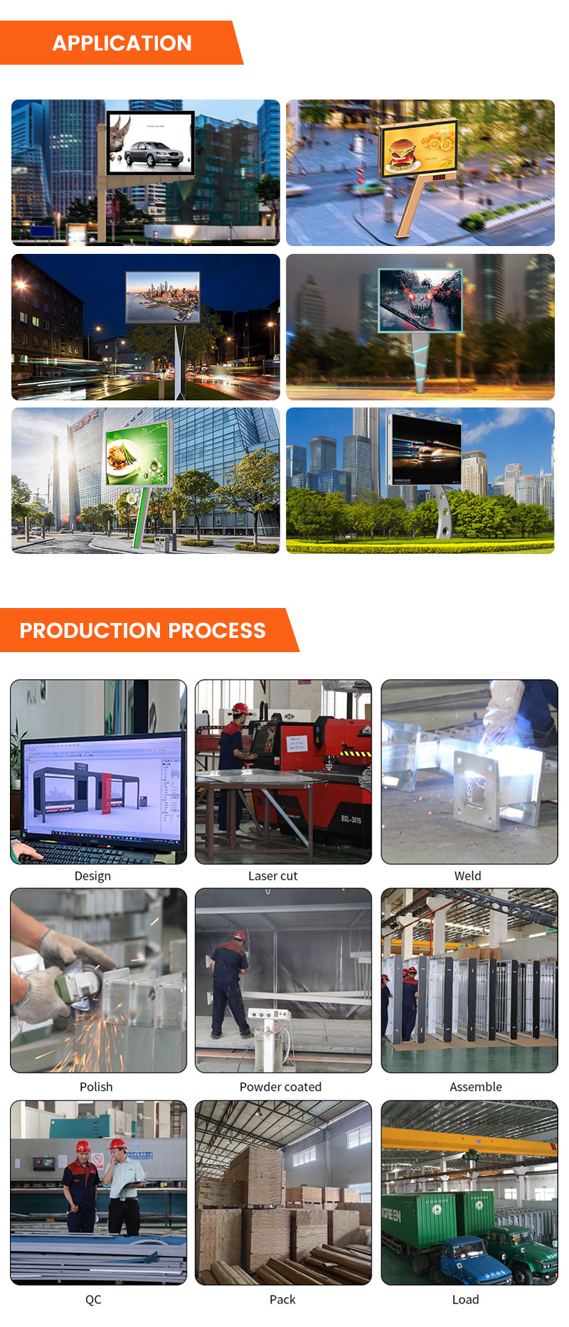 Easy installation digital display 8000nits IP65 P6 6mm pixel pitch steel led screen billboard outdoor advertising