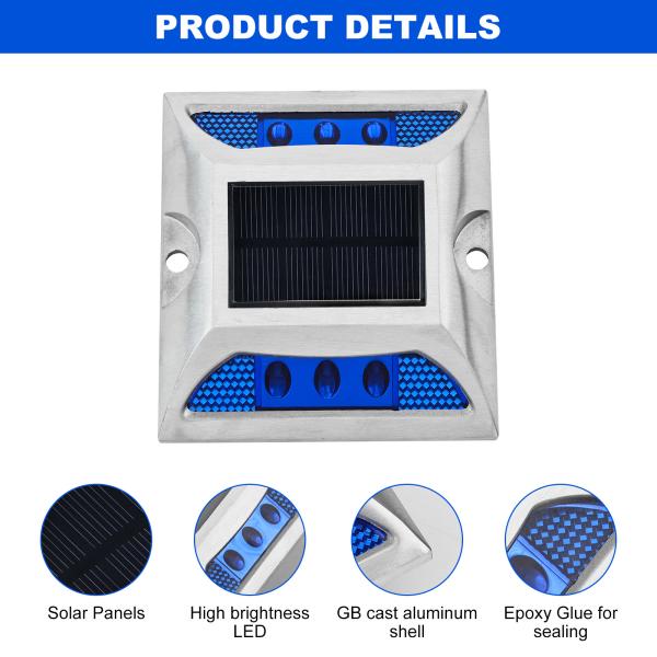 Embedded Solar Powered Street Light Road Brick 6 Pcs Led Qty for Outdoor