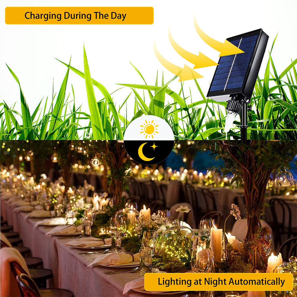 Leather Solar Panel String Light Waterproof Fairy Light For Outdoor Atmosphere Decoration