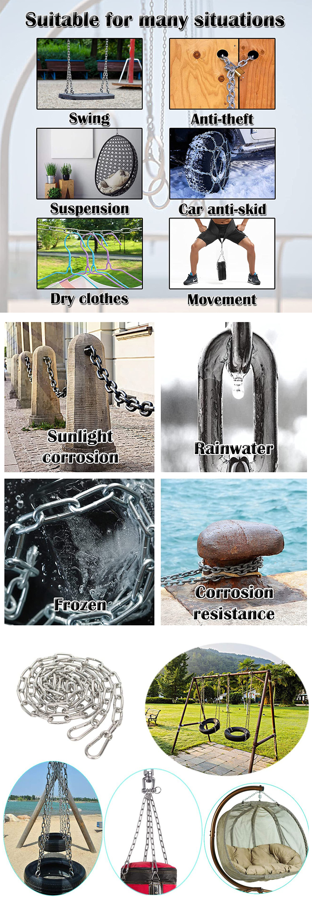 Stainless Steel 316 Anchor Chain With Advanced Lock Ring Shackle Design Marine Hardware