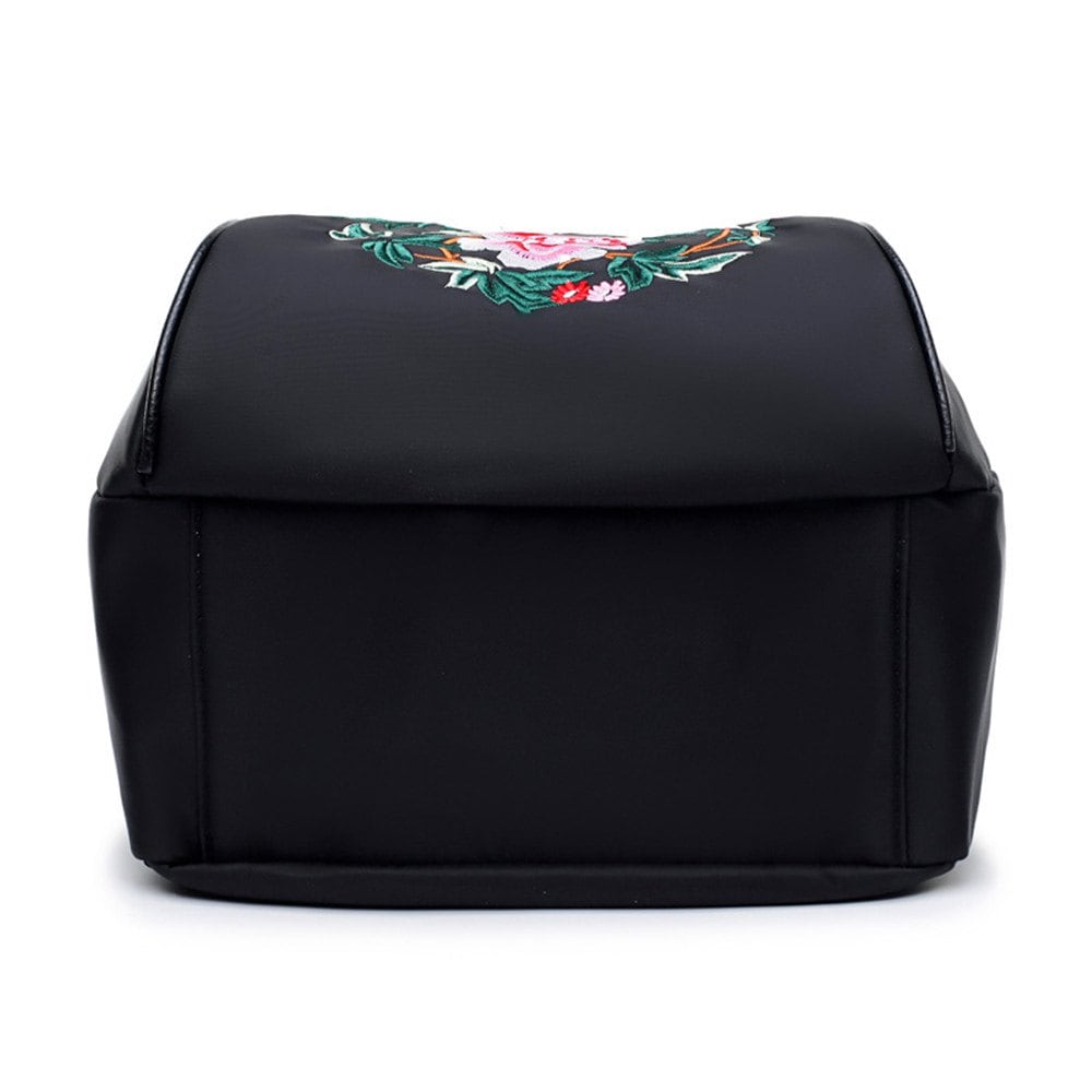 Nylon Embroidery Double Shoulder Bag Female Korean Version of The New Fashion Oxford Cloth Tourism - BLACK 