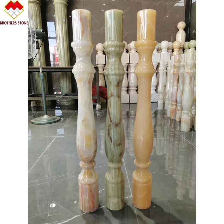 White Onyx Marble Stone Stair Handrail Customized for Villa and House Decorative Baluster