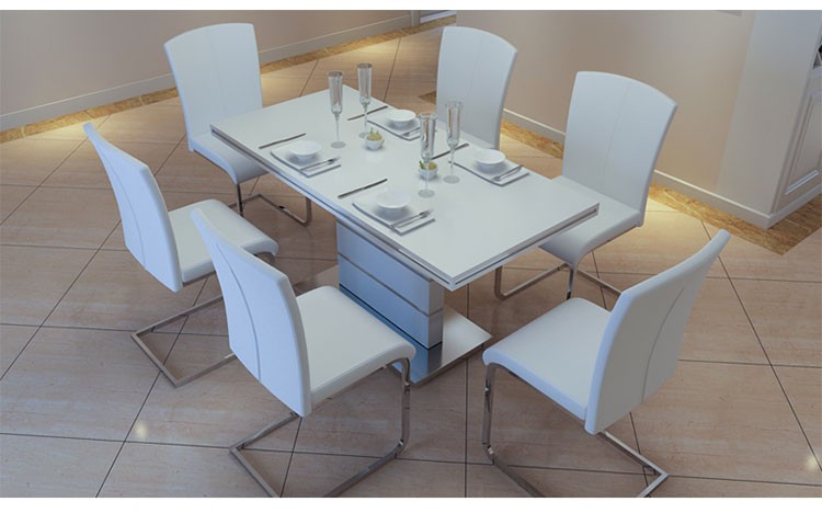 Modern Leather Dining Chairs Metal Legs With Stainless Steel Frame