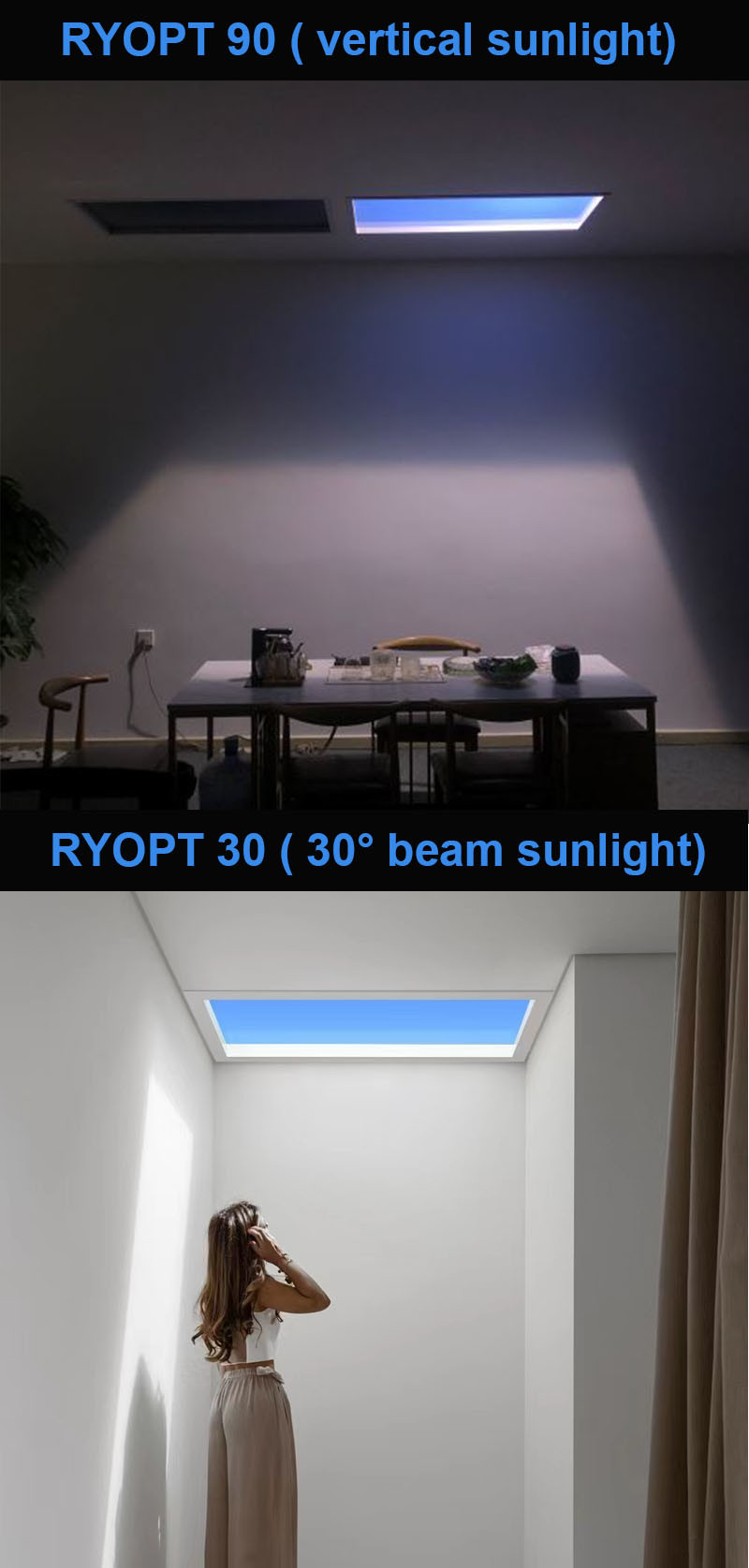 110VAC Virtual Artificial LED Skylight Panel Dimming 60x120 CCT 6500K 8000lm