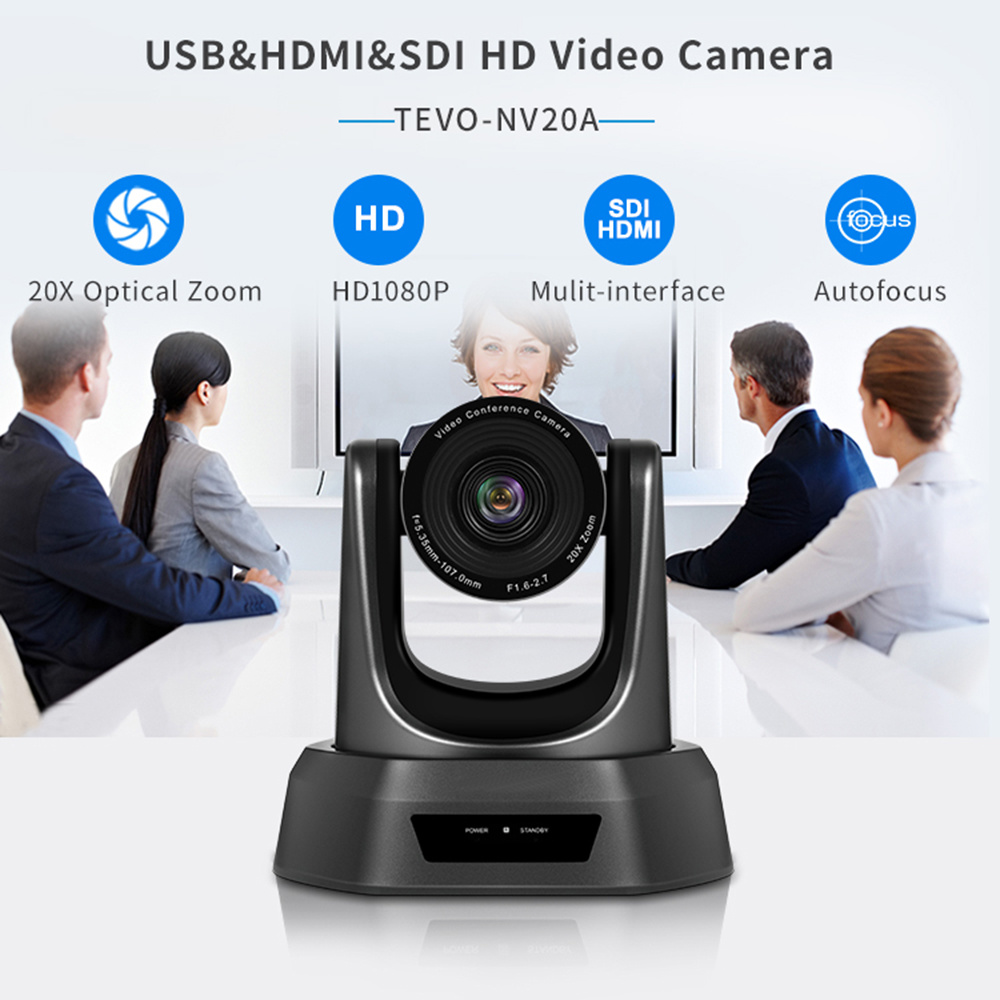 Tongveo Nv20A HD 1080P PTZ Conference Camera 20X Zoom USB Conference Cam HDMI and SDI Output Simultaneously for Big Meeting Rooms