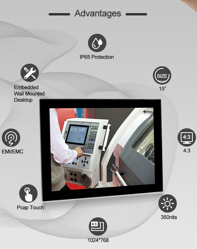 SUS304 Industrial 15 Inch Touch Screen Monitor For Food Processing