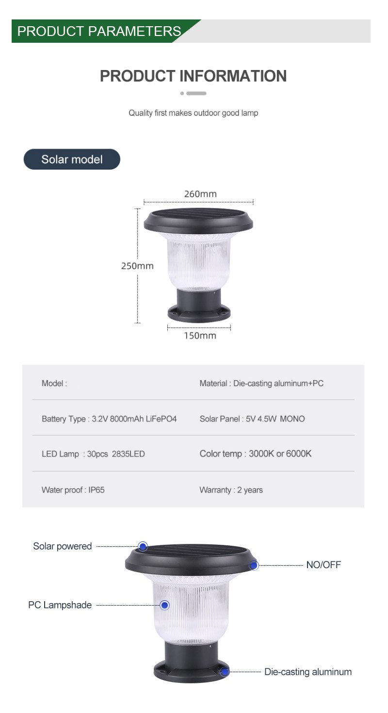 Outdoor Solar Powered Post Pillar Light Kit Fence Lamp High Lumen Gate
