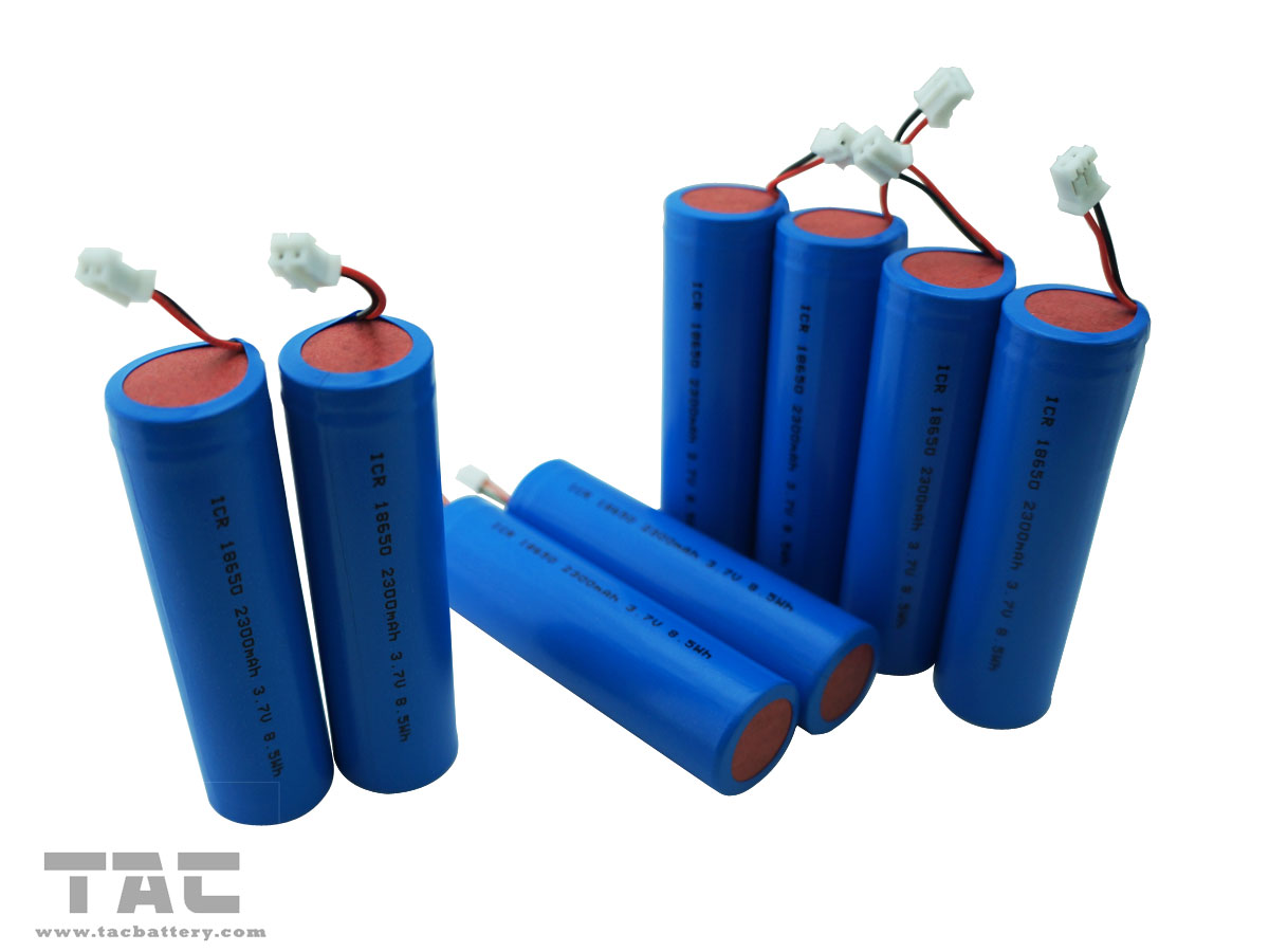3.7V ICR18650 / 2300mAh  Lithium Ion Cylindrical Battery with connector