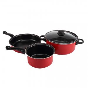  Red 4 Piece Cast Iron Cookware Set Iron Non Stick For Kitchen Manufactures