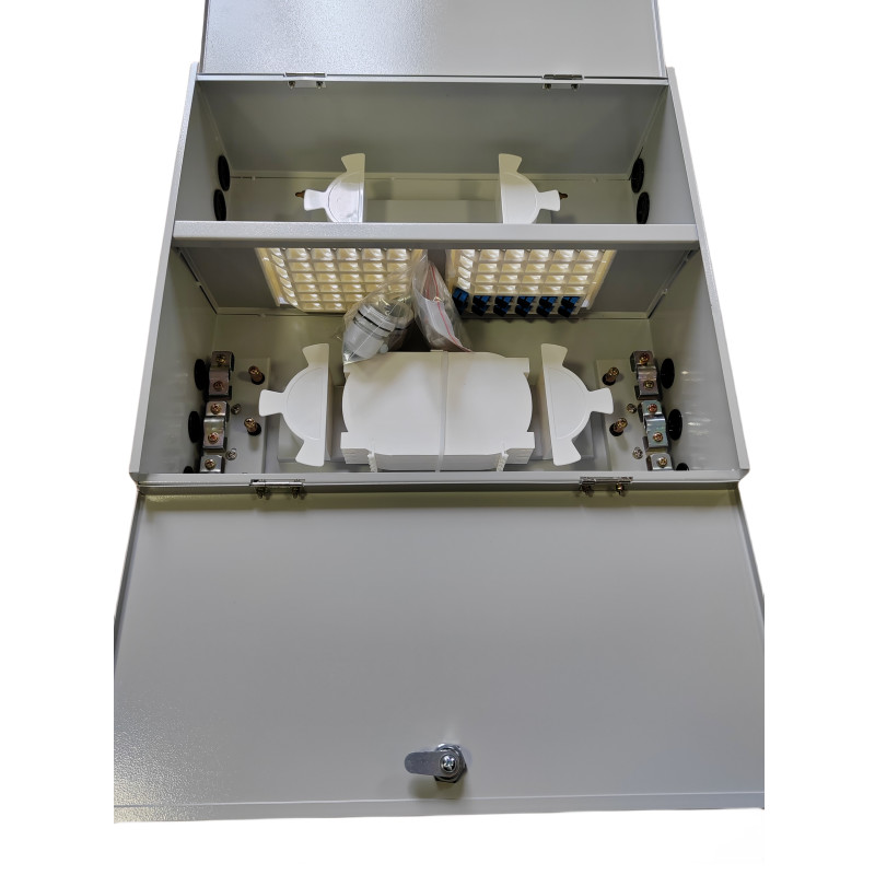 Metal Wall Mount Fiber Enclosure 72 Core With 2 Door And Dual Locks