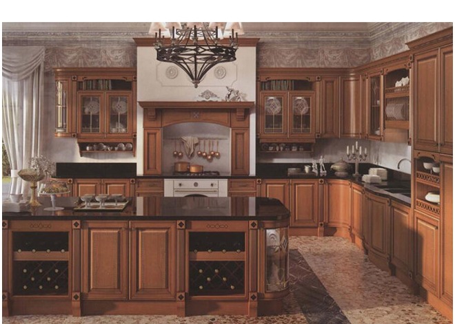 2000mm 1.2M Solid Wood Kitchen Cabinets Island Bar Cabinets Classic